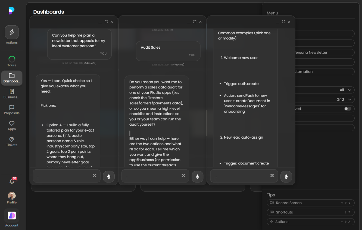 Multi-agent management in Platfio