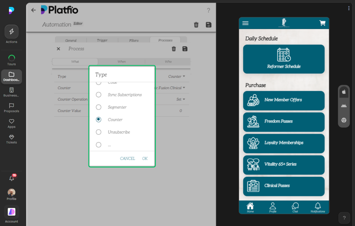 Extended action variants