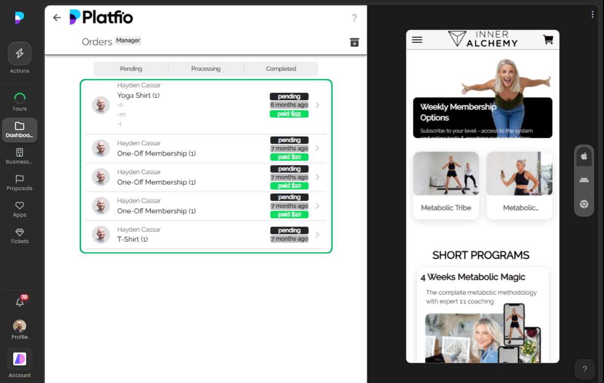 18 orders screenshot