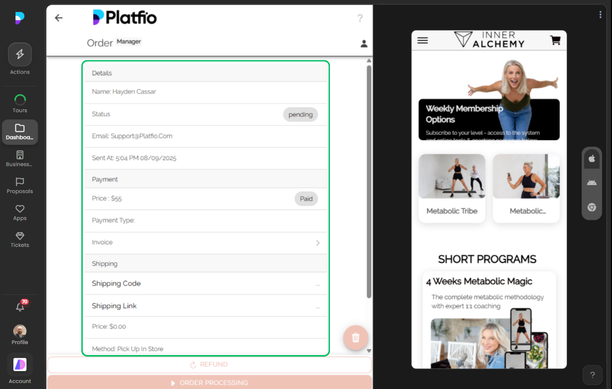 19 orders screenshot