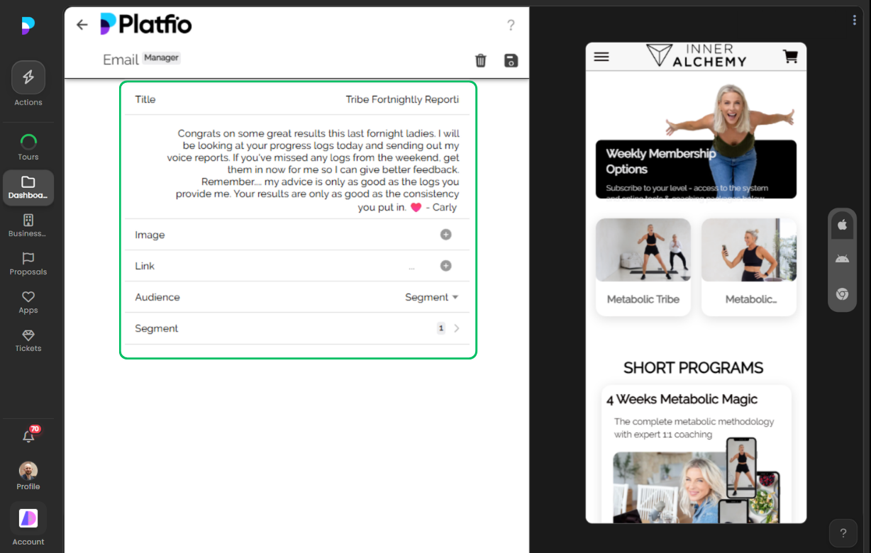 Email campaign results and feedback