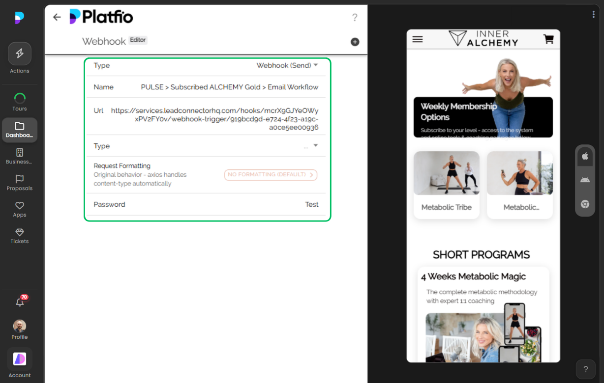 Webhook details screenshot