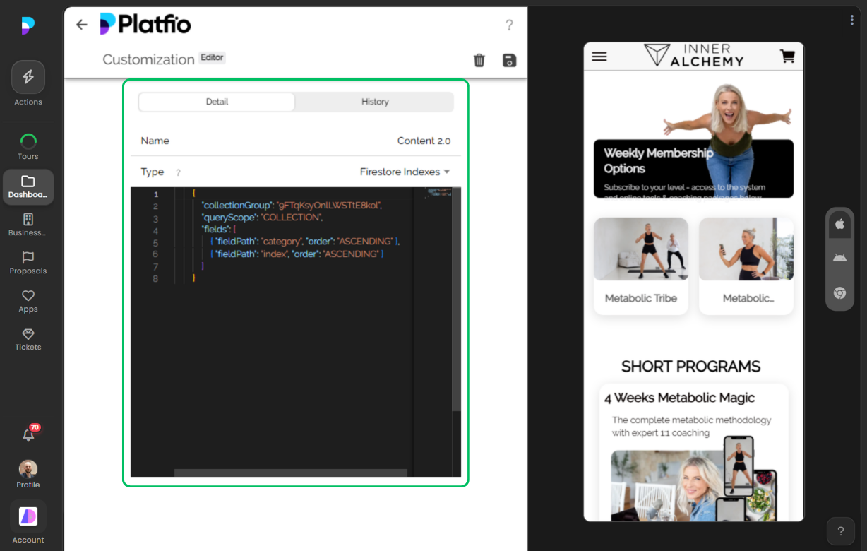 Customization detail screenshot