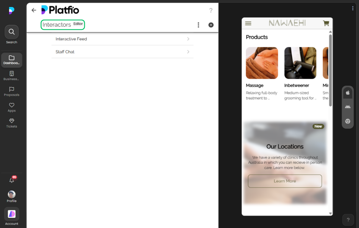 Interactors screenshot