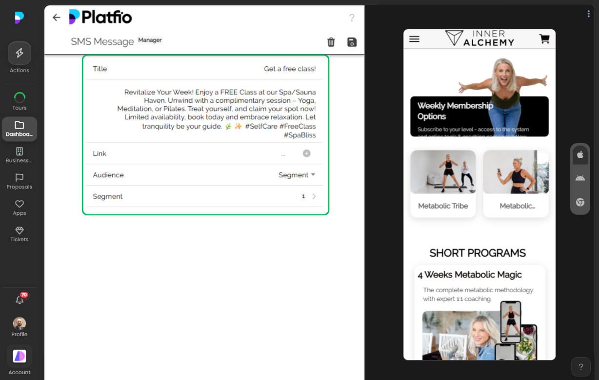 SMS campaign status and results
