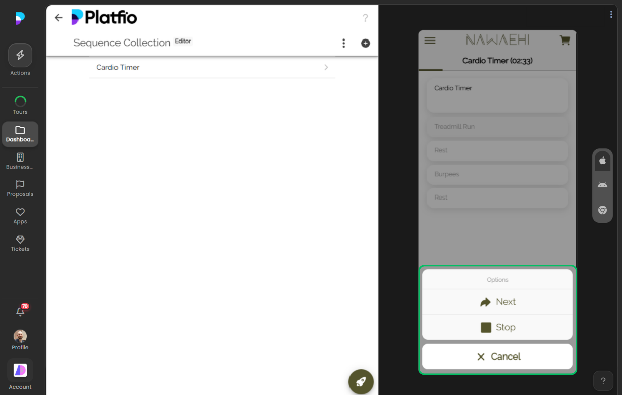 Timer options screenshot