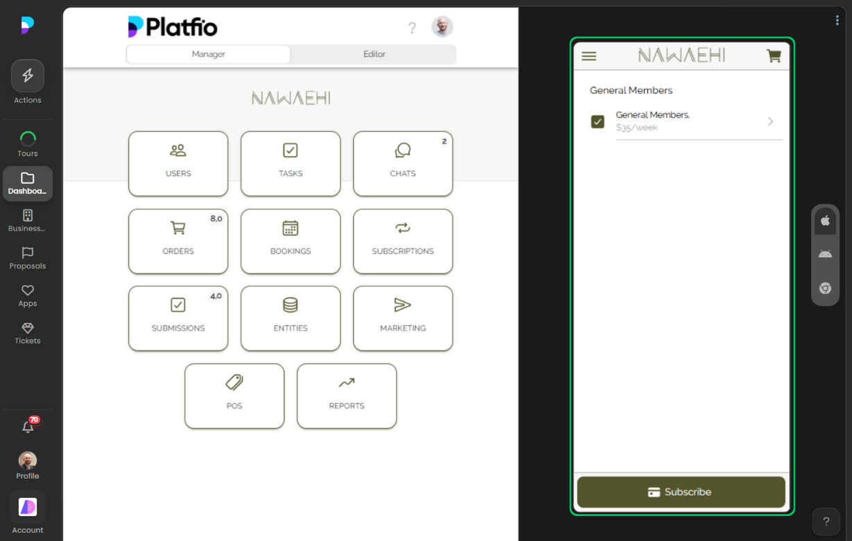 Subscribe screenshot