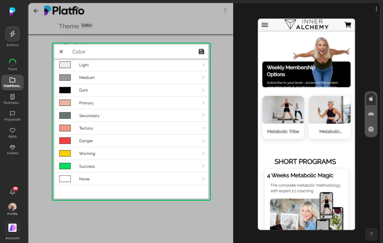 Theme color screenshot