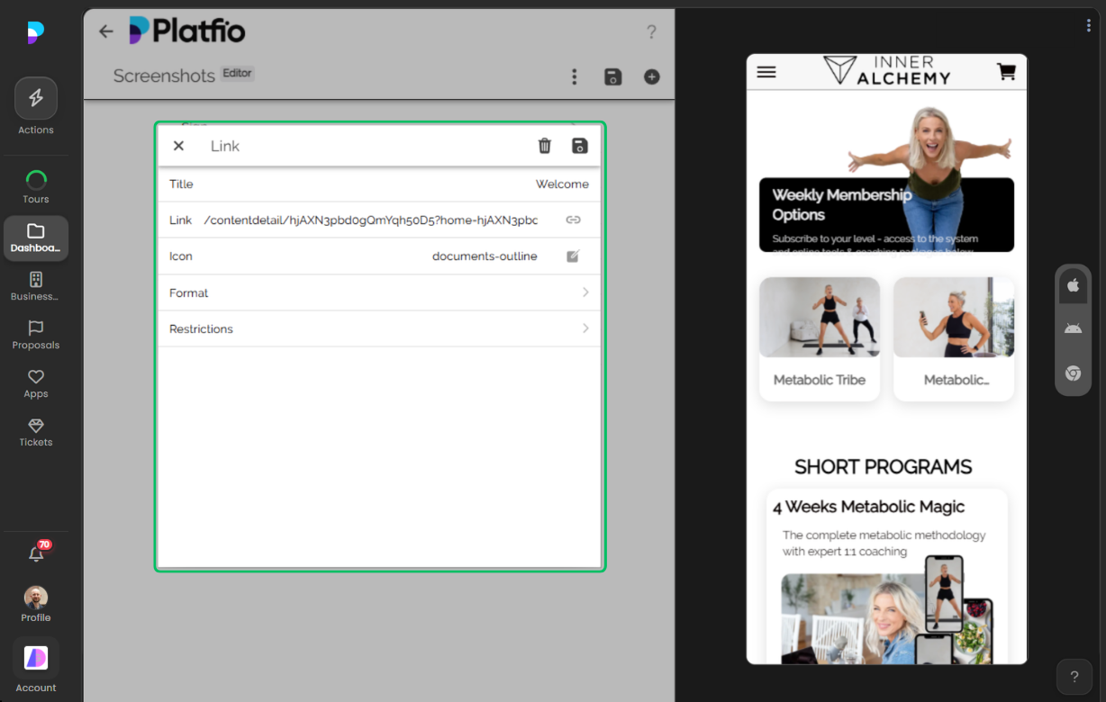 Screenshots link screenshot