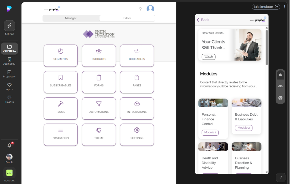 ProfitGap app for Smith Thornton Accountants — built on Platfio