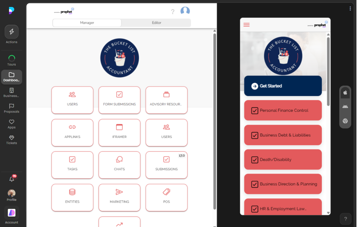 ProfitGap app for The Bucket List Accountant — built on Platfio
