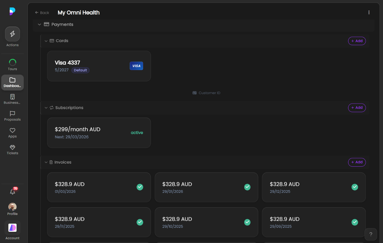 Payment Processing screenshot