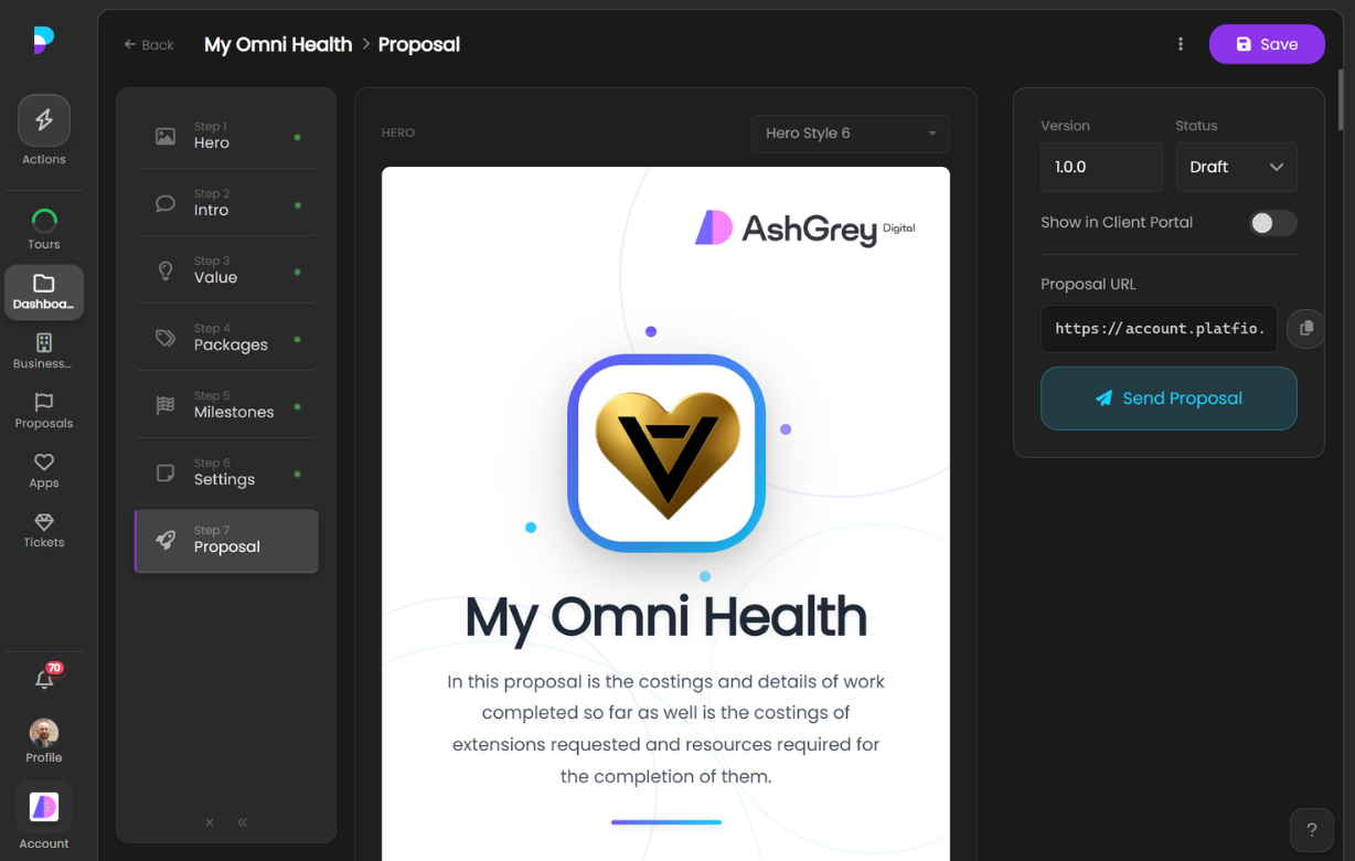 Platfio Proposal Builder — My Omni Health proposal