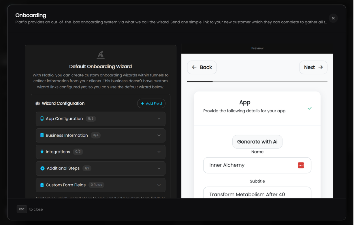 Onboarding Wizard screenshot