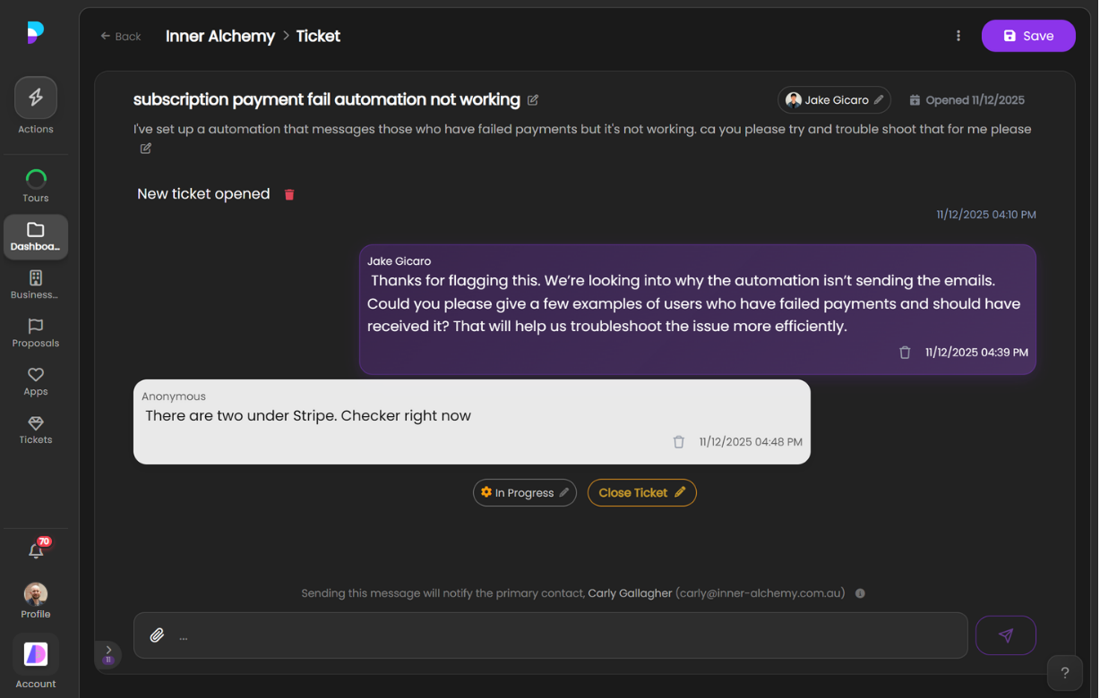 Ticketing System screenshot