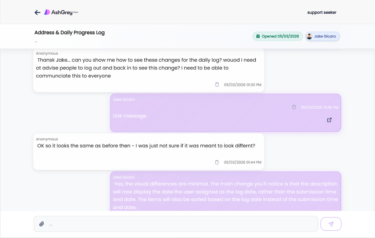 Client Portal — Ticket Conversation